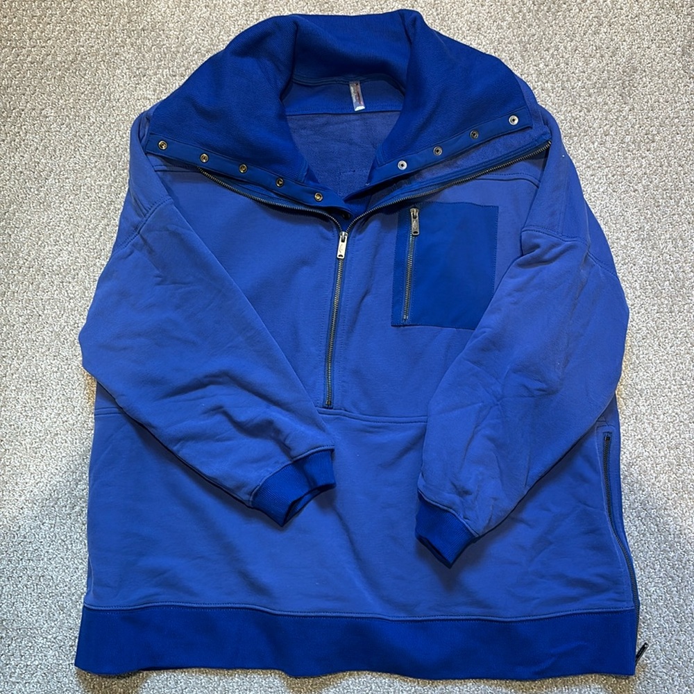 Free People Venture Quarter Pullover Royal Blue Pull-Over Half-Zip